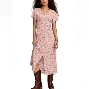Lucky Brand NWT Pink Simone Floral Button Front Dress XXL Cottagecore 90s Grunge